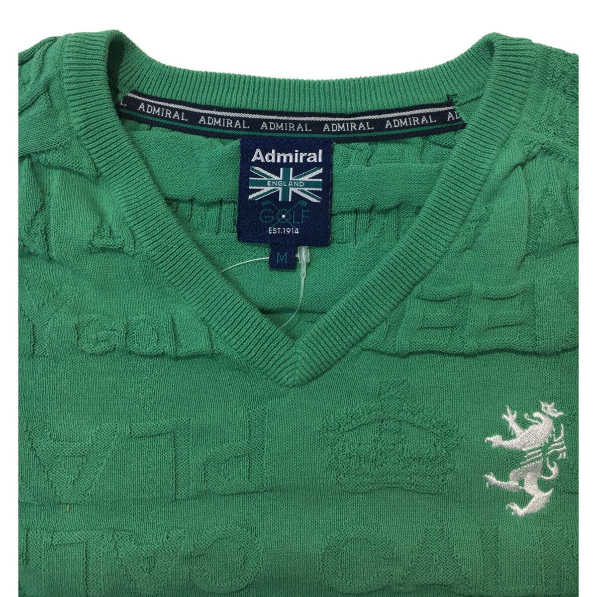 【新品未使用】Admiral GOLF／アーガイル Vネックセーター M 中古 メンズ アドミラルゴルフ Admiral Golf セーター M 緑