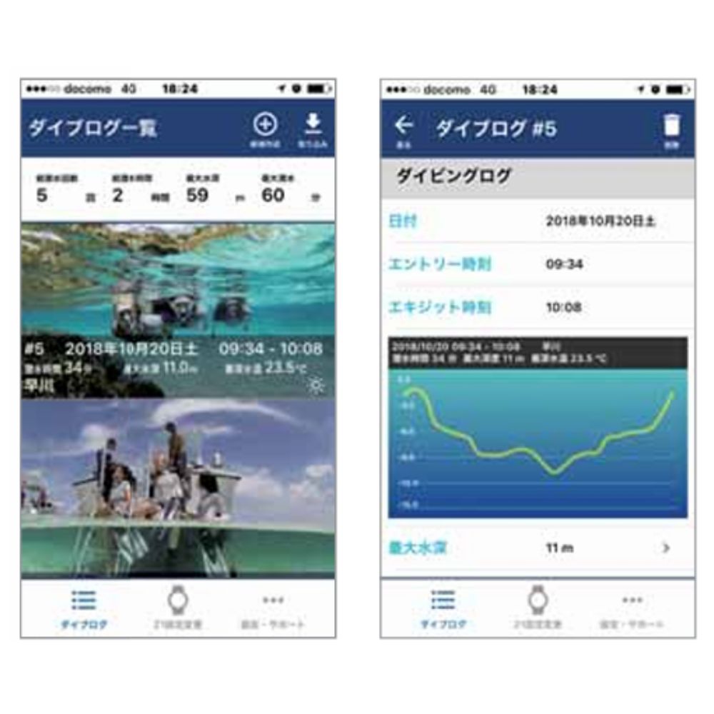 色 ソーラー駆動ダイブコンピューター