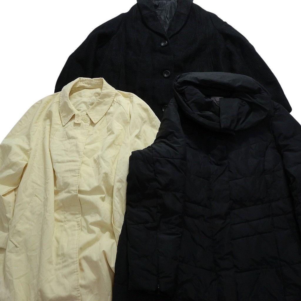 古着卸 まとめ売り コートMIX 3枚セット (レディース L /XL ) ステンカラーコート パステルカラー ブラック キルティング 中綿入り MX3396