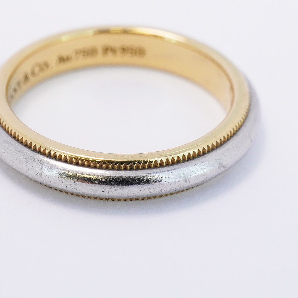 5jeb0038】ティファニー リング ミルグレイン K18YG イエローゴールド  