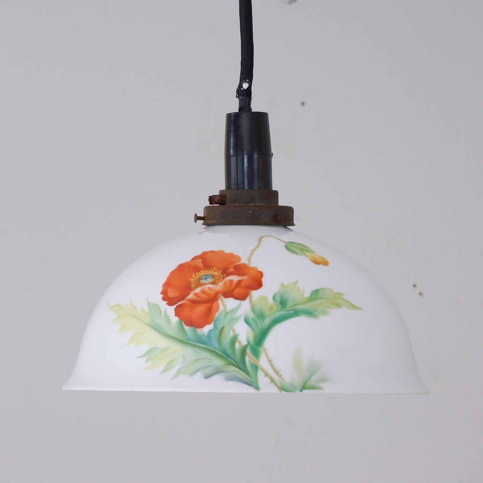 日陶 ノリタケ アールデコ 花の図 HK-a-05518 アンティーク 電傘 ランプシェード ランプセード 照明 シーリングライト ノリタケ