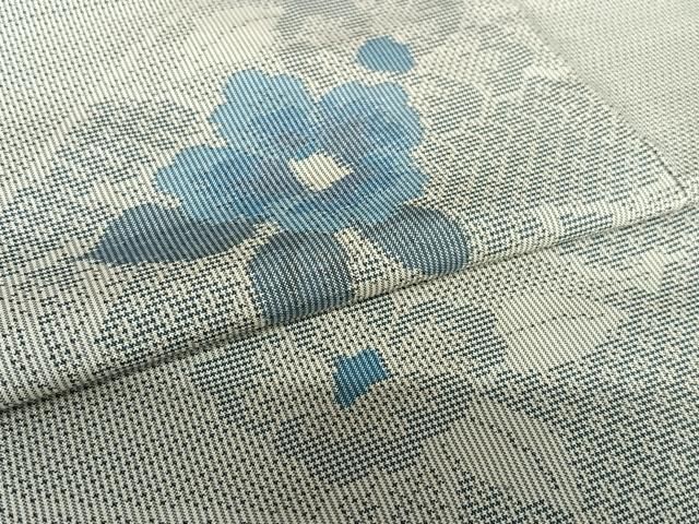 平和屋着物○本場大島紬 白大島 一元絣 総絣 草花文 正絹 逸品