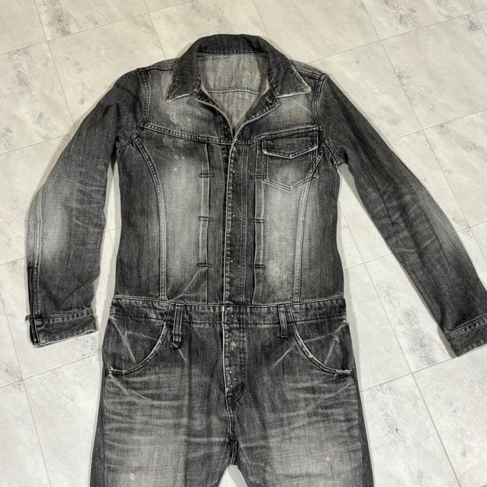 ISAMU KATAYAMA イサムカタヤマ BACKLASH バックラッシュ オールインワンデニム オールインワン つなぎ デニム 長袖 S ロゴパッチ インディゴ 1105-03