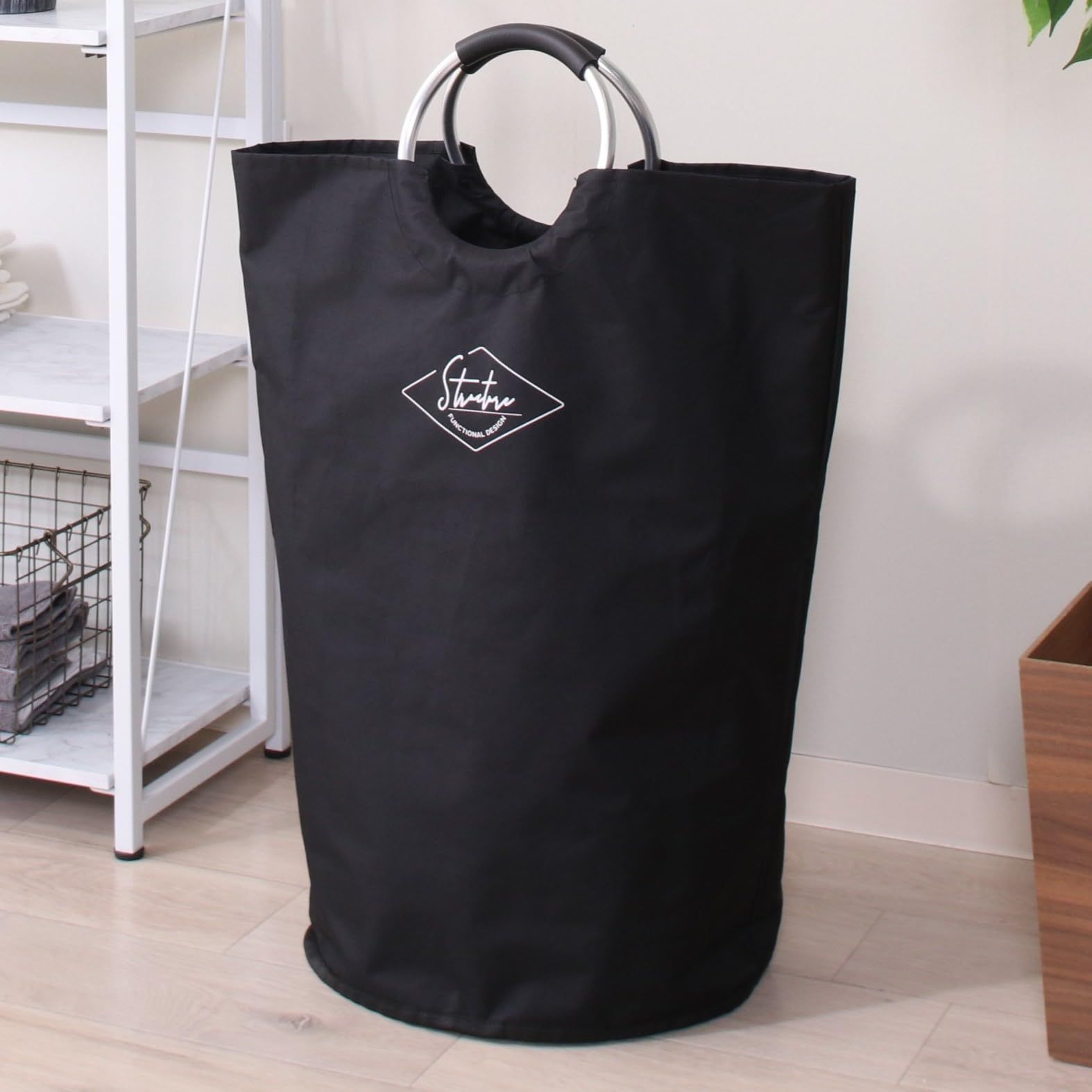 売り切れ 数量限定』 40515 ブラック 取っ手付き 折りたたみ可能 洗濯かご 収納