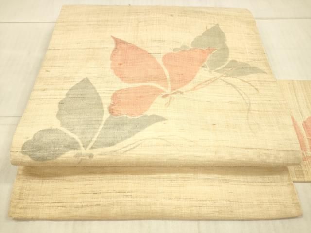 平和屋着物＊夏物 九寸名古屋帯 舞葉文 銀糸 DAAX8608cm