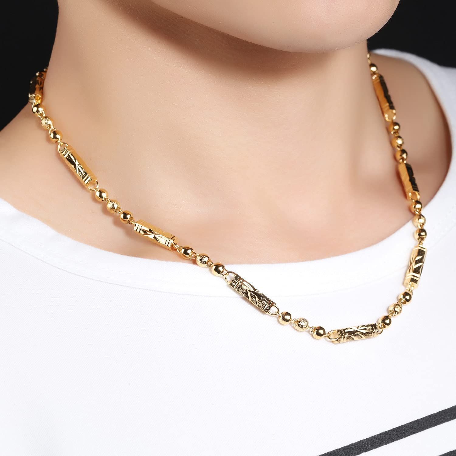 クロムハーツ 18k wg [NA] ゴールドのステンレススチールネックレス 鋼 50cm 極太 ロングチェーン アレルギー ストリート ヒップホップ アクセサ