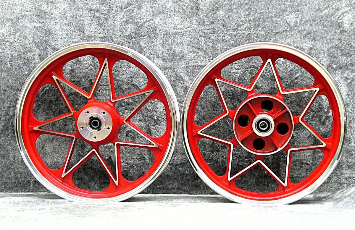 ゼファーχ キャストホイール 赤|レッド アルミ 前後18インチ ナインキャスト ゼファー400カイ ZR400G 送料無料