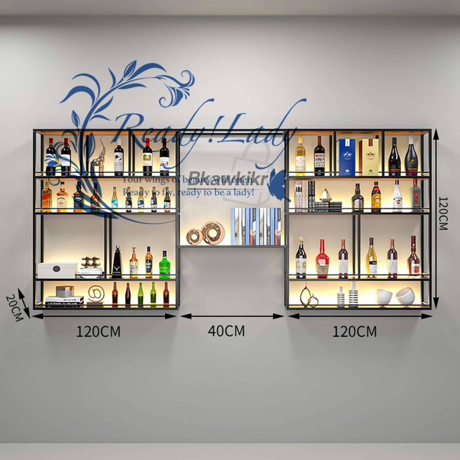 酒棚 ディスプレイ 酒棚 四段ワイン棚 お酒 棚 酒棚 ディスプレイ ワイングラスホルダー コーナーキャビネット お酒 収納 棚 お酒 酒棚 用 メタル酒棚 バー 家庭 小酒館 KTV レストラン用 お酒収納 シンプ 280*20*120cm