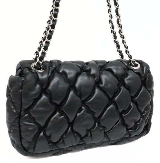 CHANELシャネル マトラッセ ショルダーバッグ バブルキルト ダークグレー シャネル バブルキルト ラムスキン チェーンショルダーバッグ