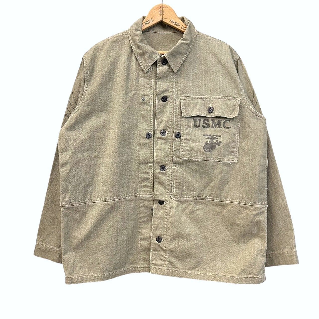 ヴィンテージ 40s USMC P-44 HBT ユーティリティジャケット 40s USMC P-44 HBT JACKET ツイル ジャケット ヘリンボーン
