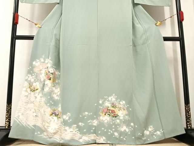 平和屋着物●訪問着　地上立浪枝花文　金銀彩　正絹　逸品　AABA5277ph 平和屋着物○訪問着 地上立浪枝花文 金銀彩 正絹 逸品 AABA5277ph