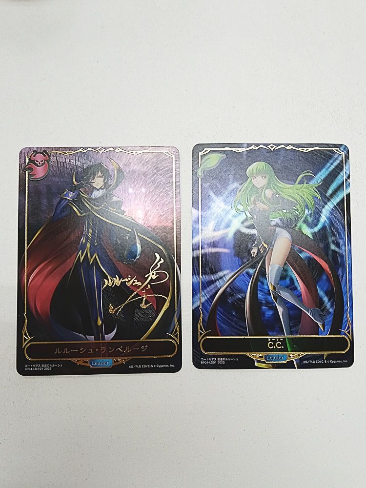 シャドウバースエボルヴ 天星神話 リーダーカード ルルーシュ ランぺルージ サイン ＆C.C. 計2枚セット まとめ 現状品 MT48-720