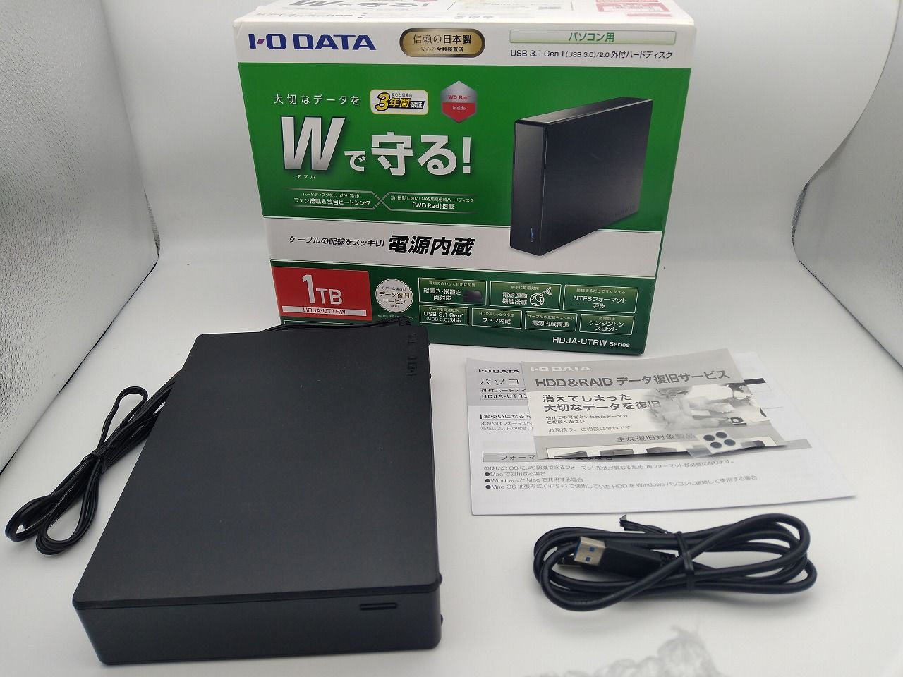 I/Oデータ USB 3.1 Gen 1（USB 3.0）/2.0対応 外付けハードディスク 1TB （WD Red採用/電源内蔵モデル）HDJA-UTRWシリーズ  HDJA-UT1RW - メルカリ