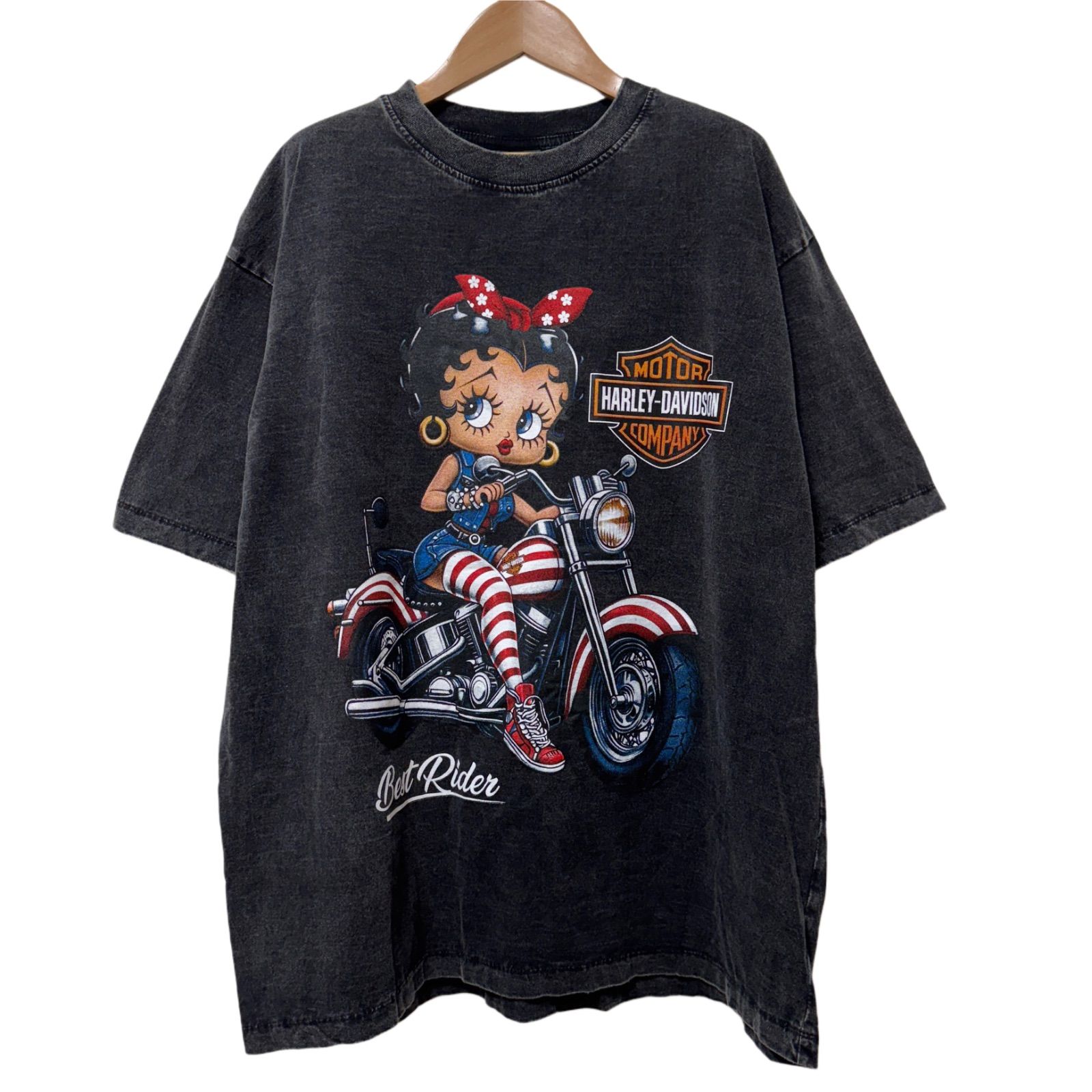 Betty Boop ベティブープ ハーレーダビッドソン Tシャツ XL 黒 ハーレー ベティちゃん Tシャツ XL相当 ブラック クイーン QUEEN