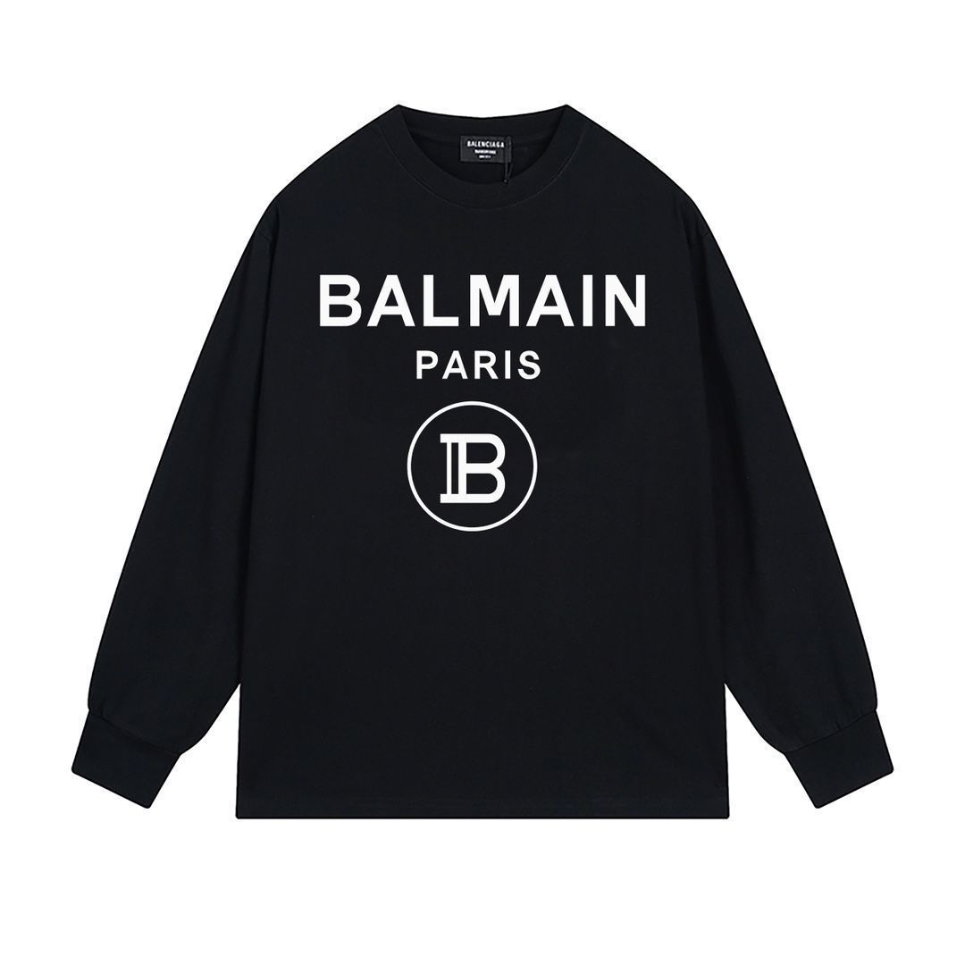 BALENCIAGA ロゴ プリント ロングTシャツ ホワイト 本日限定特価】BALENCIAGA メンズ＆レディース ロングスリーブ T