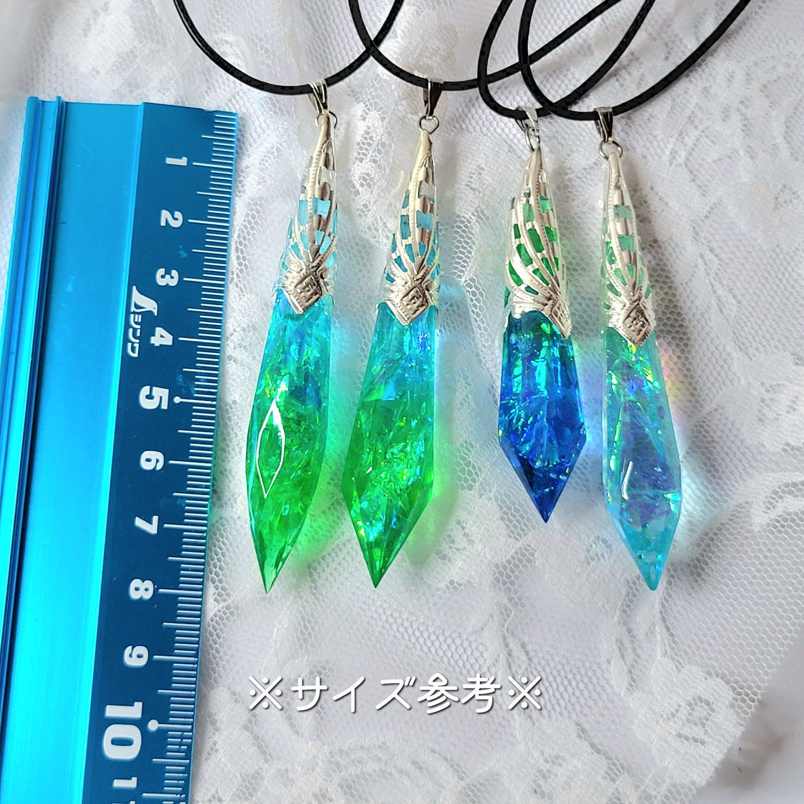 魔法のクリスタルネックレス ペンデュラム 鉱石 レジン P54