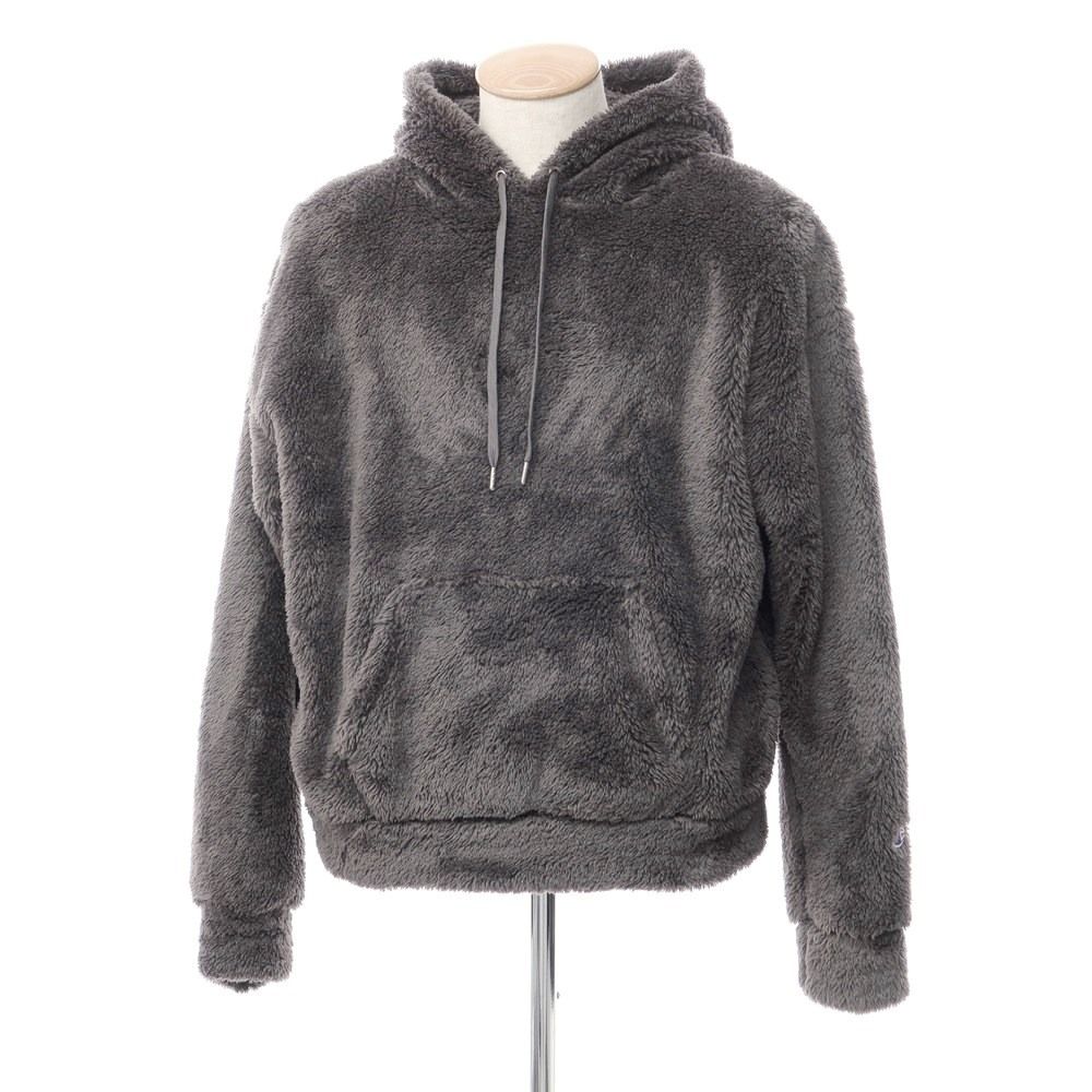 【中古】チャンピオン Champion MONKEY TIME別注 ボアフリース プルオーバーパーカー ダークグレー【サイズS】【メンズ】