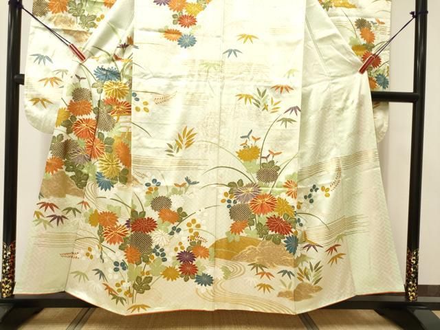 振袖フルセット豪華振袖　駒刺繍　扇面流水草花文　金彩　正絹 豪華振袖 駒刺繍 絞り 扇面草花文 金銀彩 逸品 正絹 成人式 卒業式