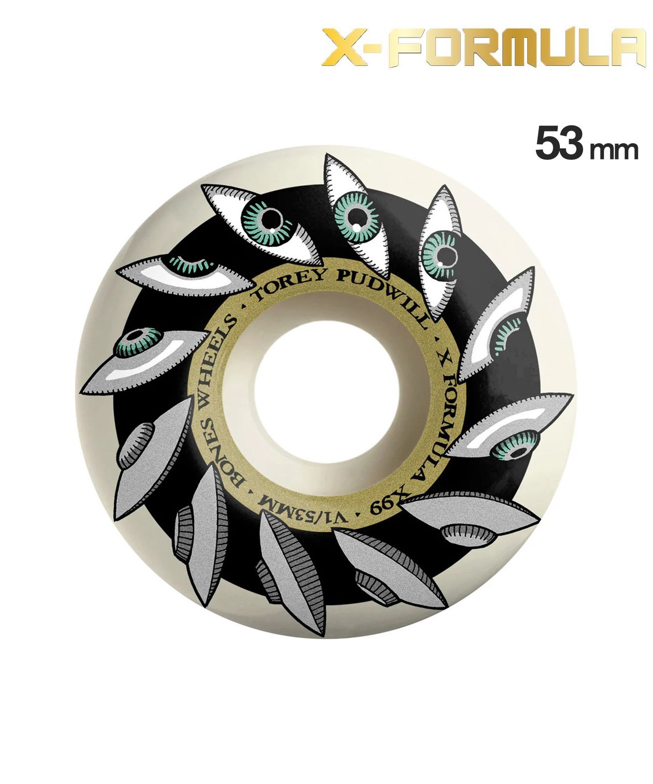 ムラスポ公式 BONES WHEELS ボーンズ ウィール スケートボード ウィール X-FORMULA PUDWILL EYEING SAUCER V1 99A 53mm ムラサキスポーツ