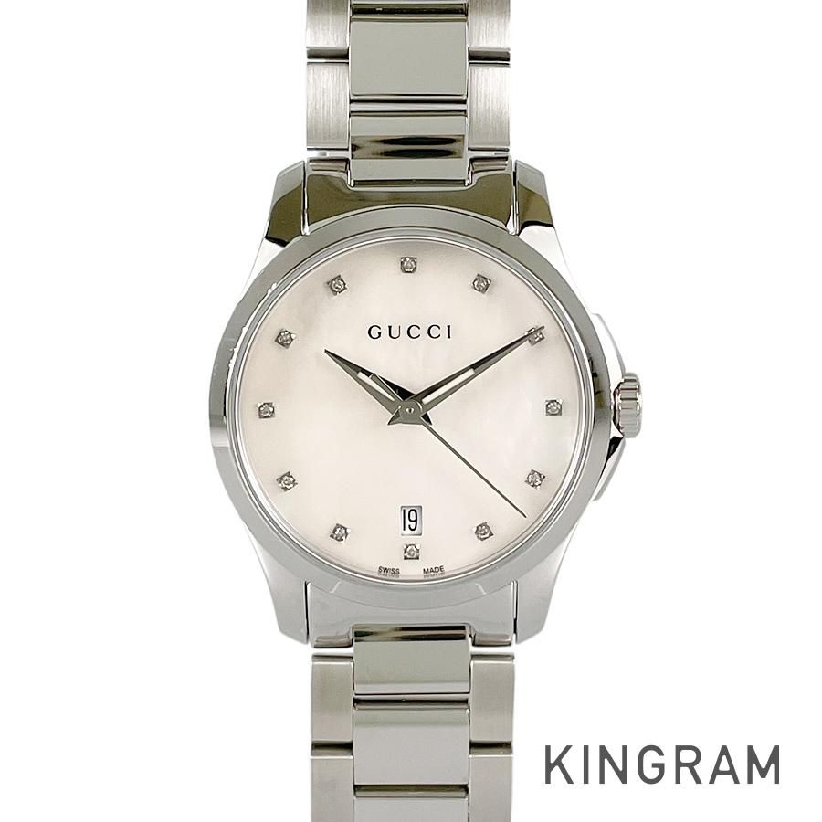164☆超美品☆ GUCCI 126.5 タイムレス ホワイトシェル ダイヤ グッチ Gタイムレス 126.5 腕時計 ホワイトシェル文字盤 12