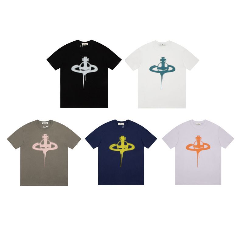 新作Vivienne Westwood 半袖Tシャツ 白 プリント柄 トレンド カラフル柄 春夏トレンド XS-L #V