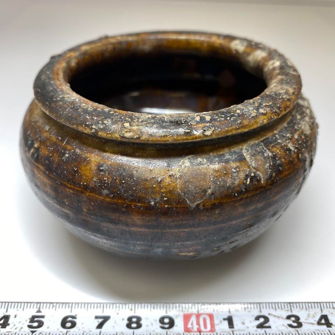 古代　李朝　飴釉丸壷　幅約10㎝　東Y6-1107①タコサ 古代 李朝 飴釉丸壷 幅約10㎝ 東Y6-1107①タコサ - メルカリ