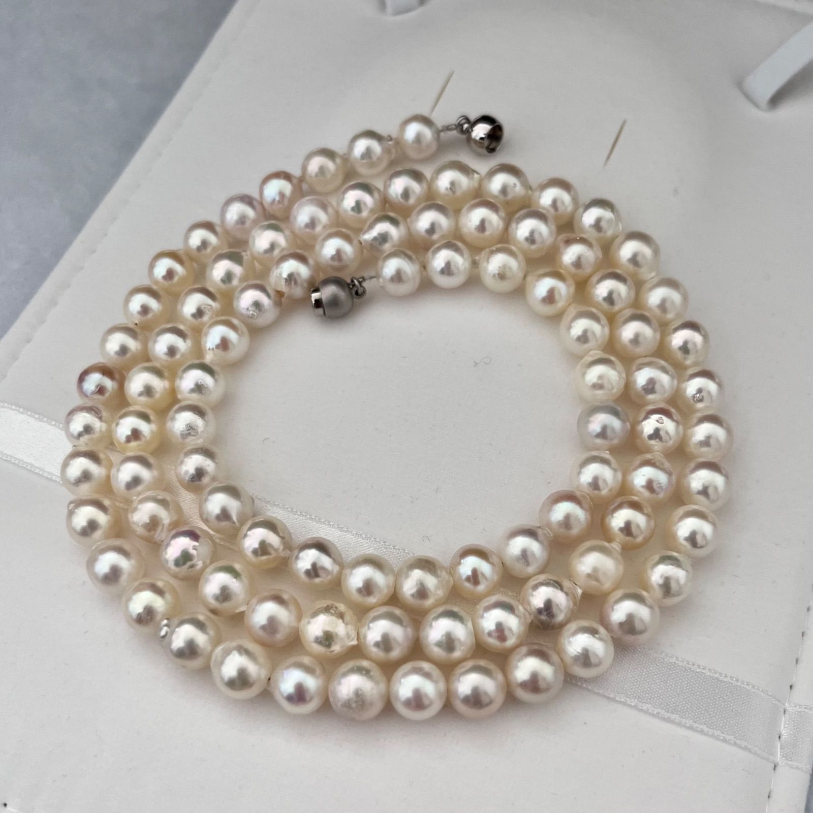 美品✨照り◎ アコヤ パール 真珠 ロング ネックレス パール ネックレス パールネックレス 真珠 あこや本真珠 全長約