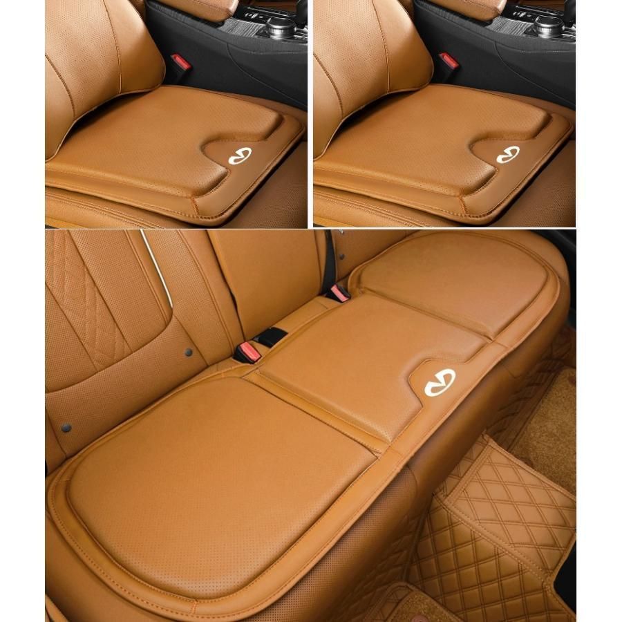 【新品未使用】インフィニティコニャックカラーシートクッション カーシートカバー 座布団2点+車の後席1点 座席クッション 車用シート保護 滑り止め aadl qtm