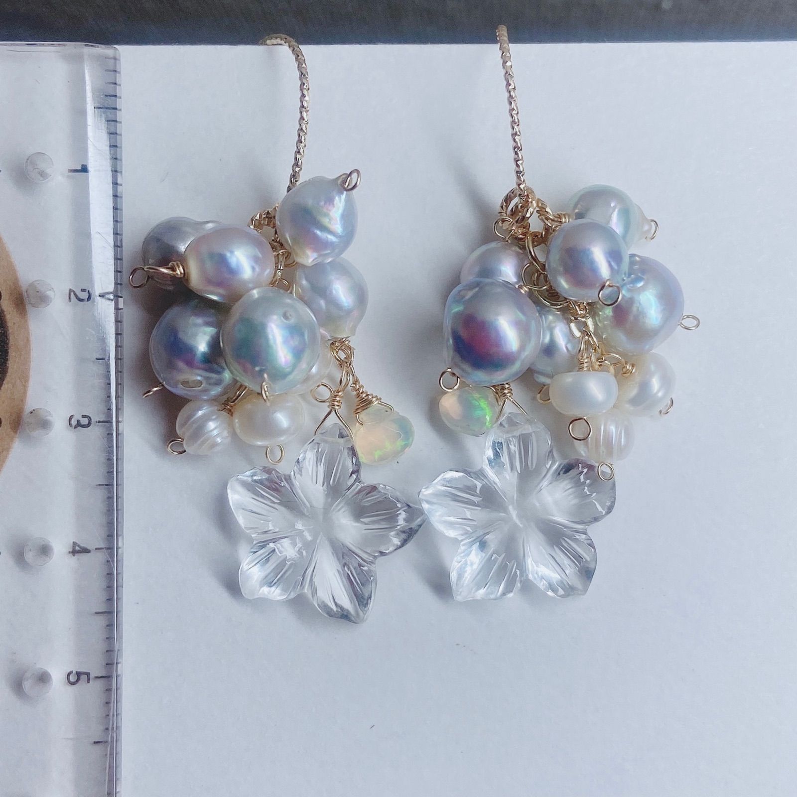 RiSaO様専用 ♦︎14kgfブルーカラーオパールピアスチャーム RiSaO＊様専用