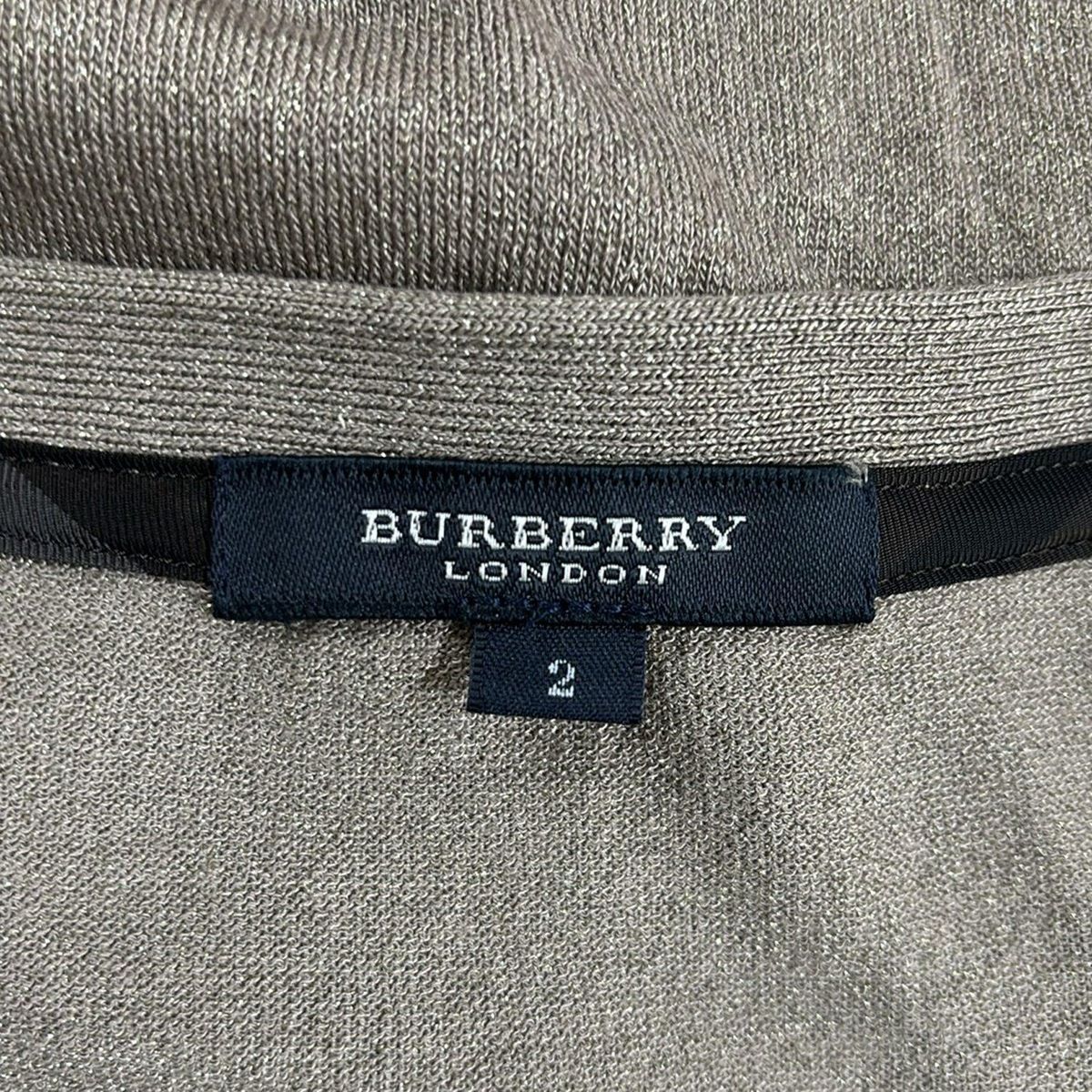 Burberry LONDON(バーバリーロンドン) カーディガン サイズ2 M レディース美品  - グレーベージュ 長袖/ラメ Burberry LONDON(バーバリーロンドン) カーディガン サイズ2 M