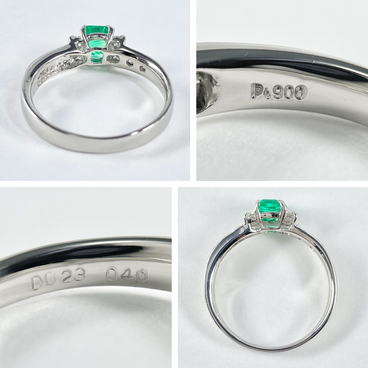 Pt900 天然エメラルド 0.40ct 天然ダイヤモンド 0.23ct リング PT900
