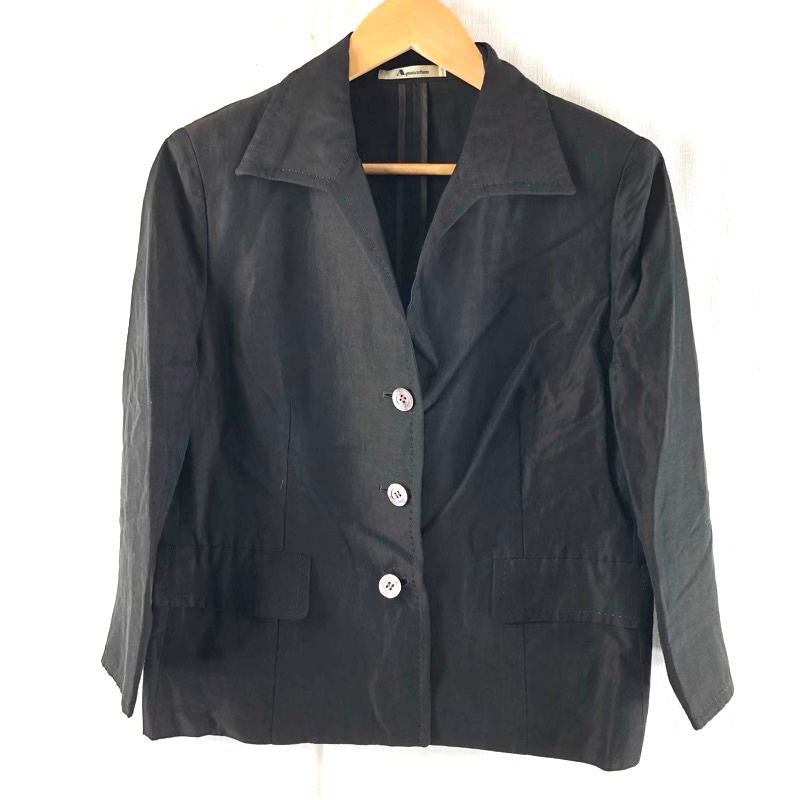 アクアスキュータム Aquascutum ジャケット テーラード 薄手 ロゴボタン ステッチデザイン ブラウン系 こげ茶 951066