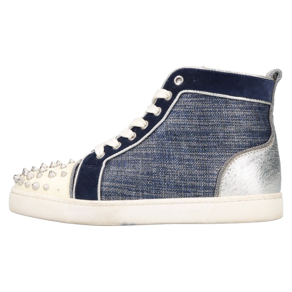 5366 クリスチャンルブタン スエード ストーン ロゴ ハイカット  