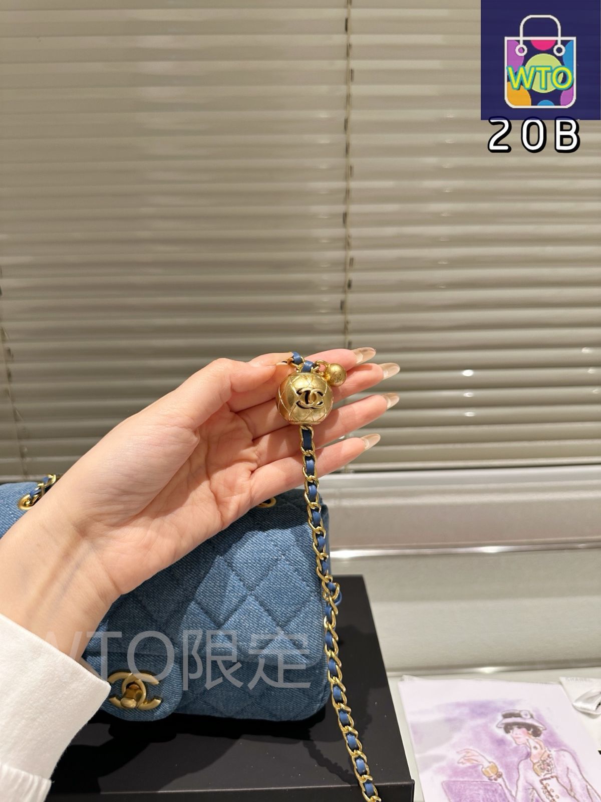 今日特価】Chanel Denim Gold Ball Square Fat シャネル デニム