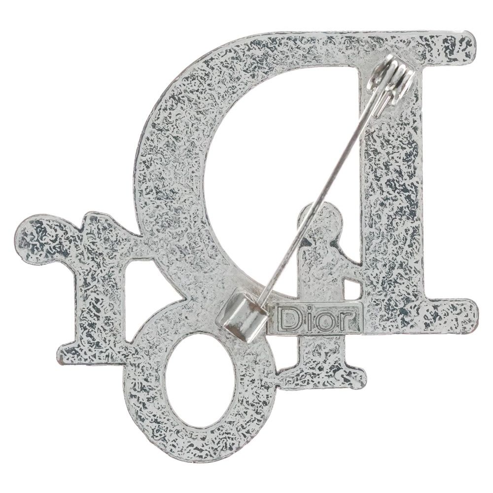 DIOR (ディオール) ラインストーン付き ロゴデザイン ブローチ