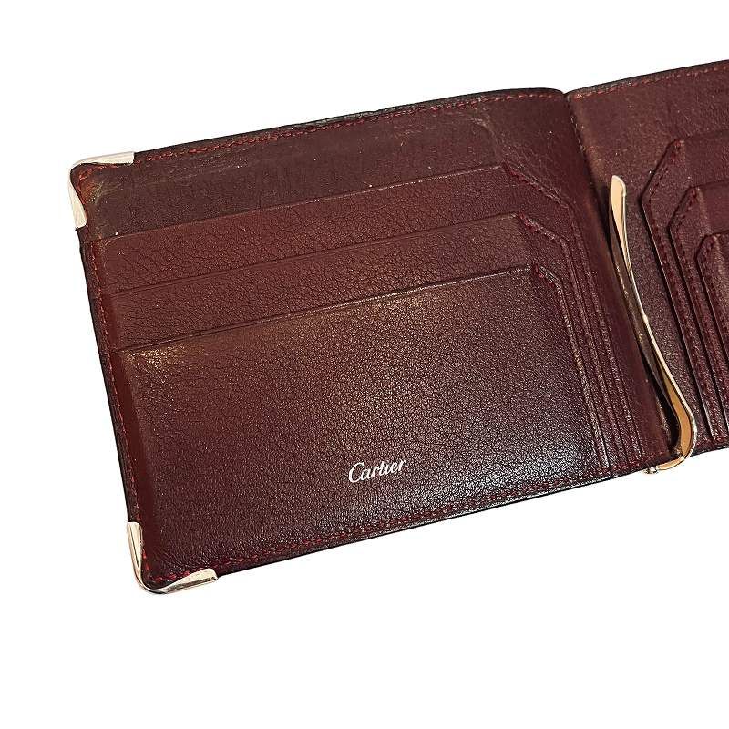 カルティエ Cartier マネークリップ 二つ折り財布 レザー ビジネス