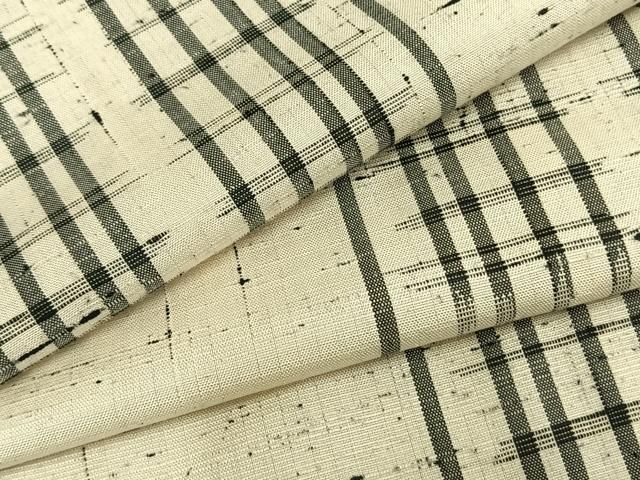 平和屋着物▽上質な紬 単衣 格子 正絹 AABB2268fy