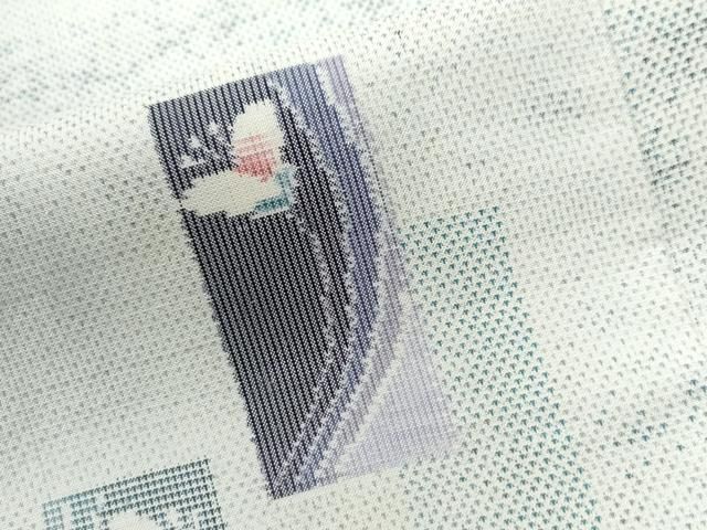 平和屋着物○都喜ヱ門 本場大島紬 白大島 9マルキ 総絣 短冊草花文 藤