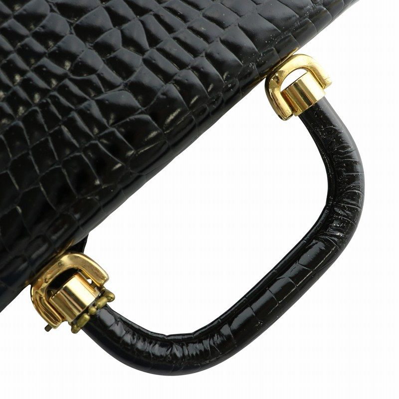 FERMODA クロコダイルレザー ブラックハンドバッグ クロコダイルハンディトートバッグ[B0620] クロコダイルレザー