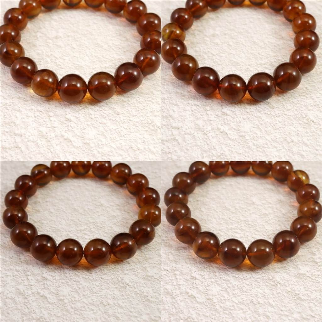 天然琥珀 ミャンマー産 レッドブルーアンバー 11.5mm玉ブレスレット