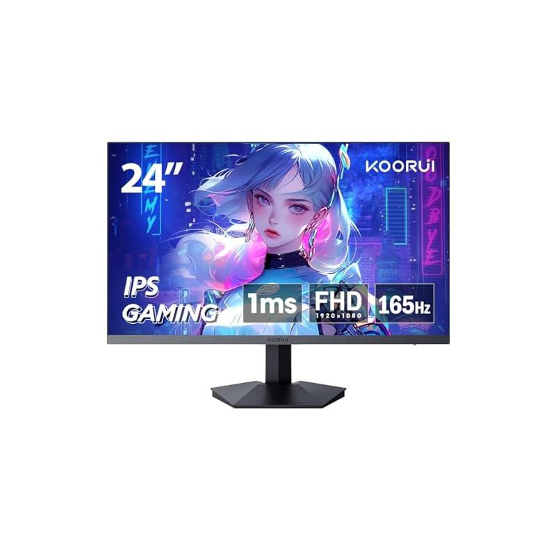 KOORUI 24 インチ ゲーミングモニター 165Hz 1ms(GtG) Fast IPSパネル FPS向き フルHD ゲームモニター  Adaptive Sync対応 傾き調節 HDMI×2 DisplayPort - メルカリ