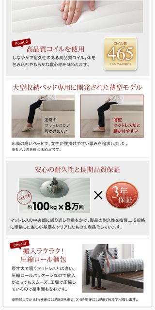 モダンライト コンセント ガス圧式 大容量 跳ね上げベッド Lunalight ルナライト 薄型プレミアムポケットコイルマットレス付き 縦開き シングル ラージ 照明付き コンセント付き 棚付き シン ガス圧式 モダンライト コンセント シングルベッド 跳ね上げ式 照明付き