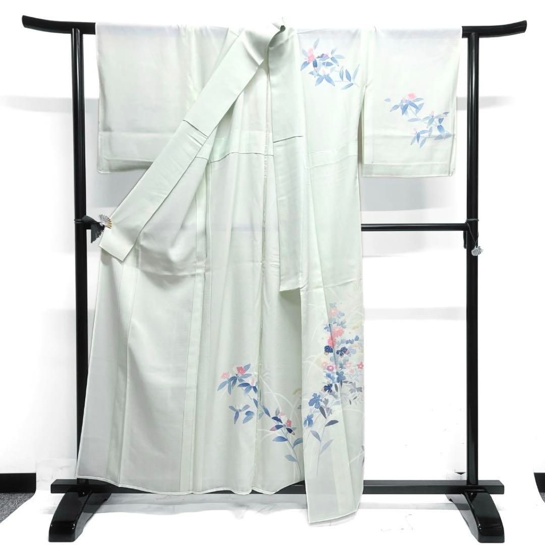 訪問着 夏用 絽 京加賀友禅 菊 桔梗 撫子 芝草 着物 042a d