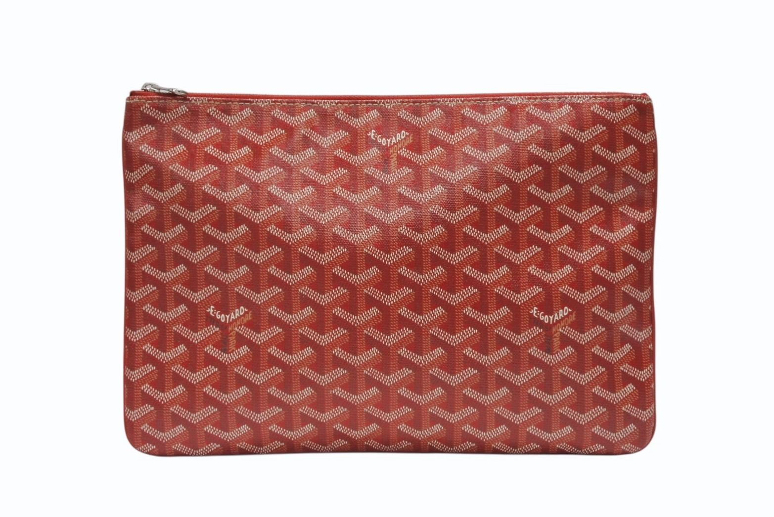 GOYARD ゴヤール セナMM クラッチバッグ ヘリンボーン柄 レッド PVC レザー 4b008475