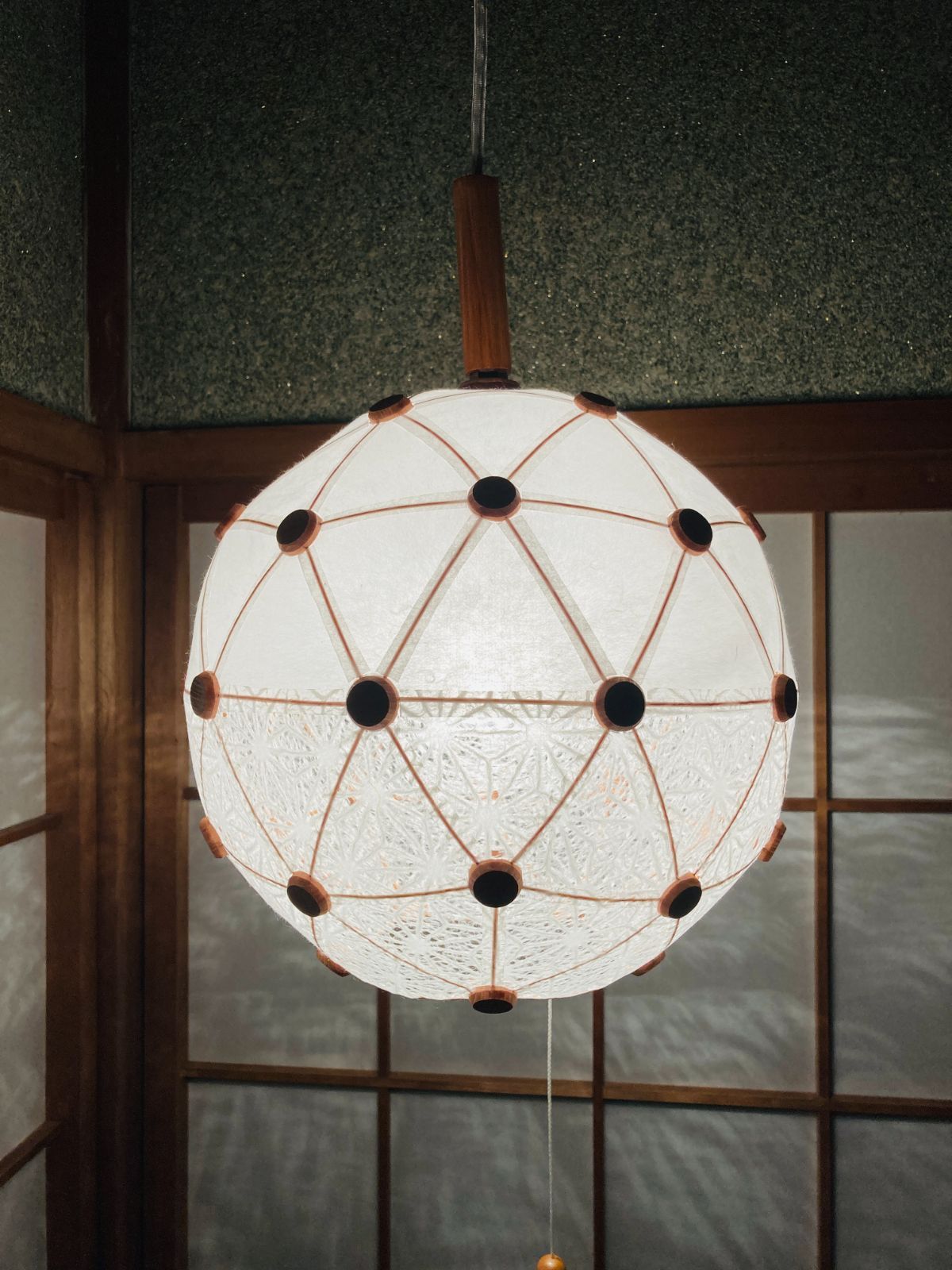 ジオデシック構造のランプシェード（2V／30cm）　ハンドメイド　美濃和紙