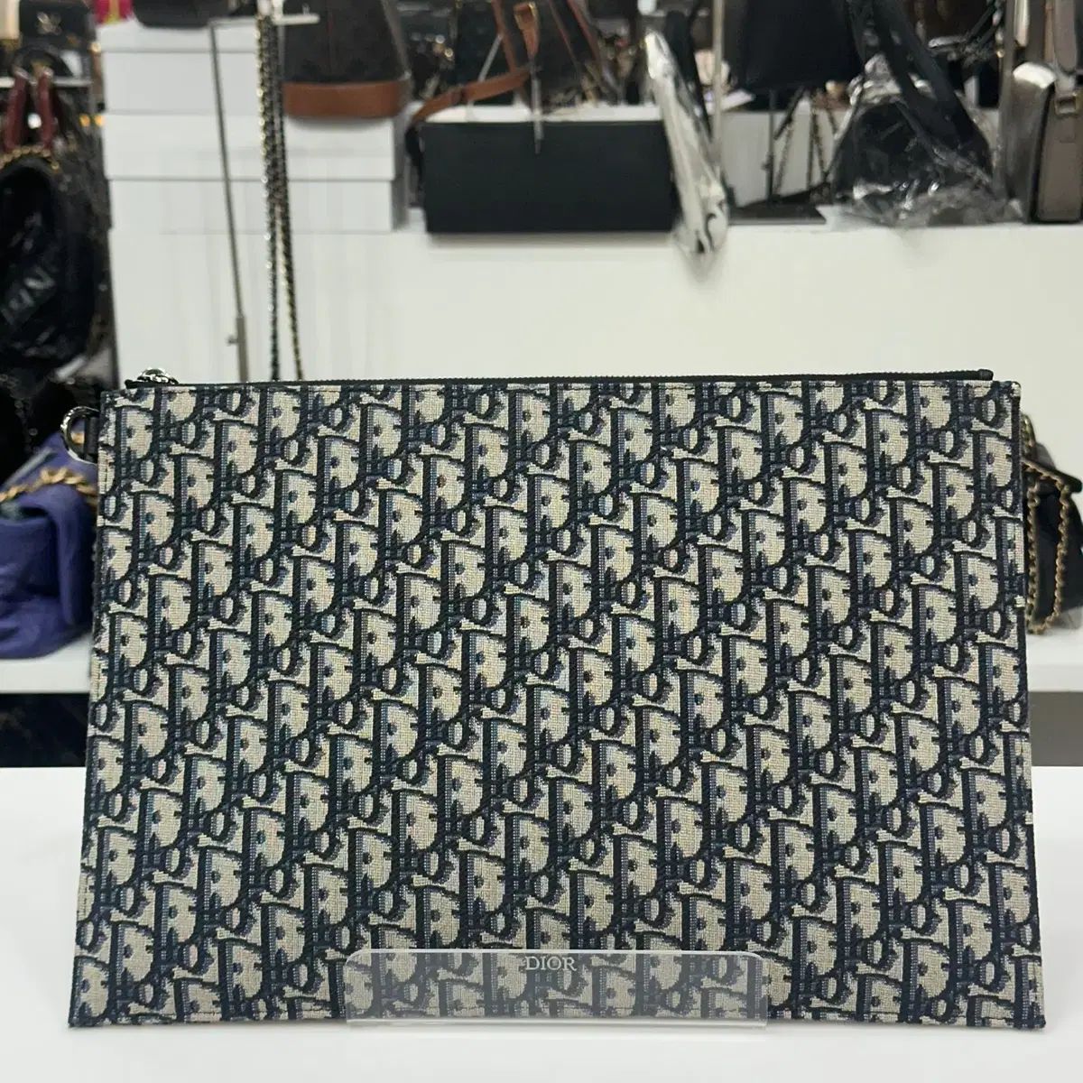 Dior ディオール A4 オブリーク ジャカード ベージュ ブラック クラッチ