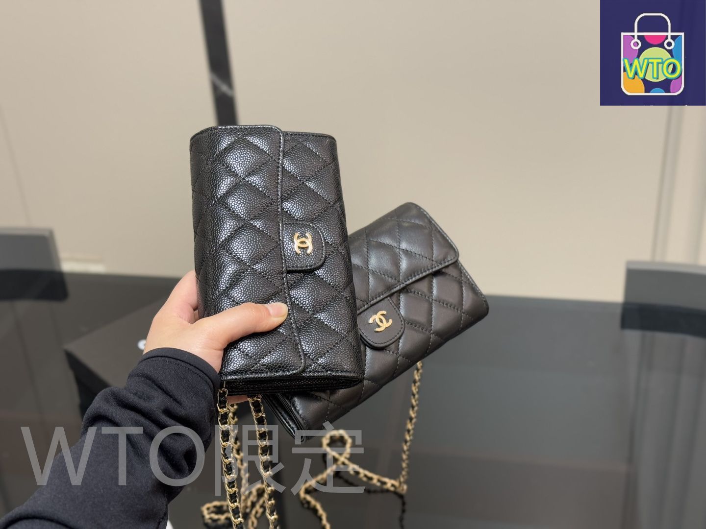 【CHANEL】日常使いにも♪チェーン付きウォレット チェーンウォレット - シャイニー グレインド カーフスキン