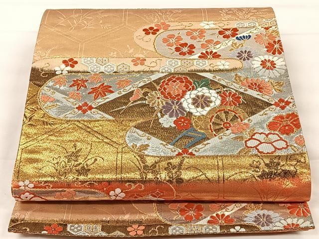 美品 三越謹製 正絹 着物“品と華、楽しみも素敵な予感を運ぶ霞空”袋帯O+68 Bibian 比比昂- 【ゆめsaku】美品三越謹製正絹着物“品と華