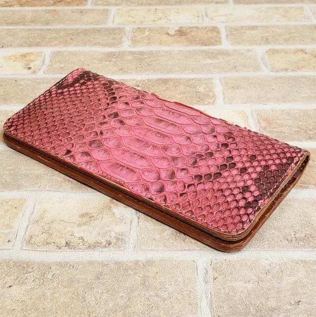アルズニ ALZUNI ☆ パイソンレザー 長財布 札入れ 日本製 ピンク 財布