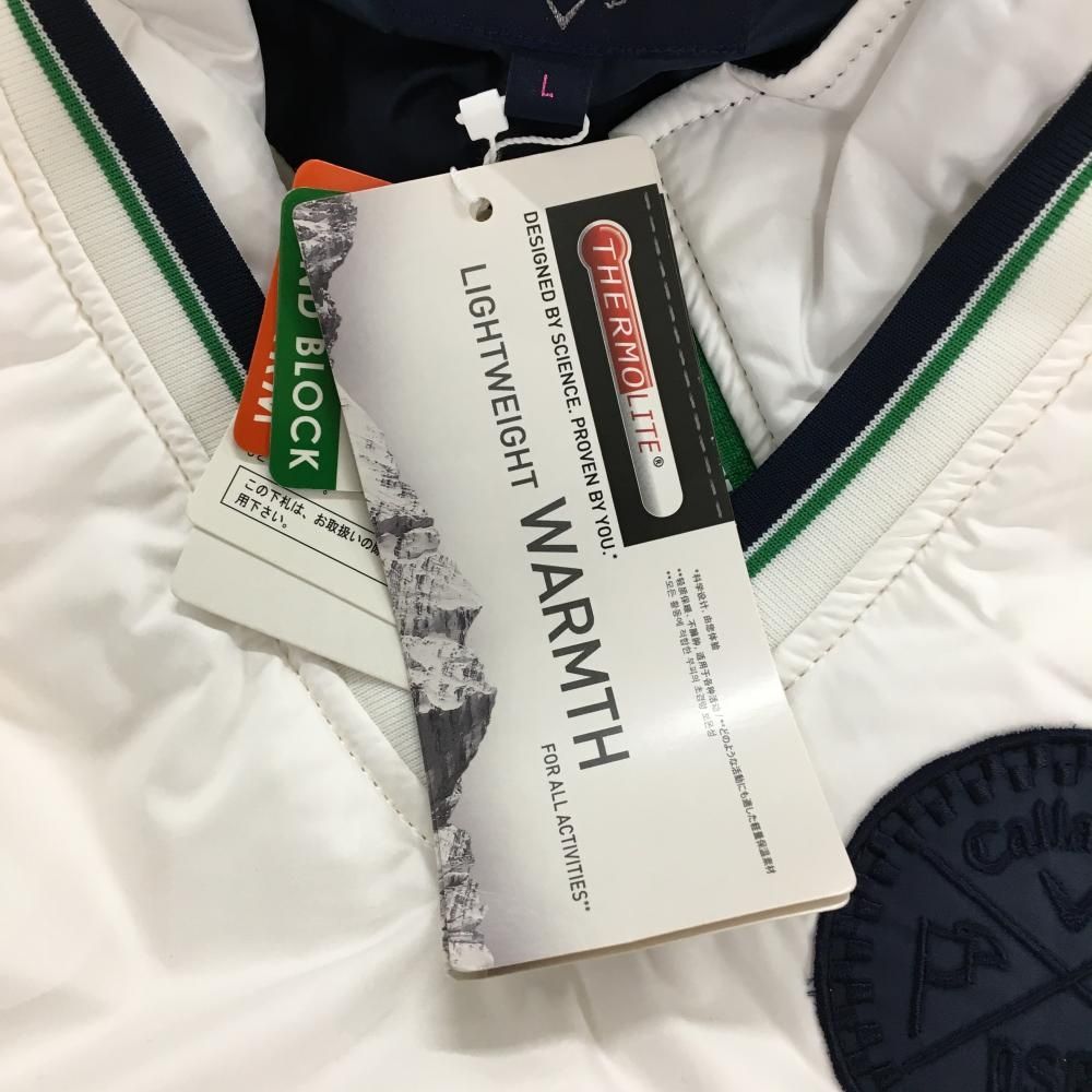 キャロウェイ 4WAY中綿スニード 白 袖 ネック着脱可 地模様 レディース L ゴルフウェア Callaway WHITEMONARCHHOTEL_COM